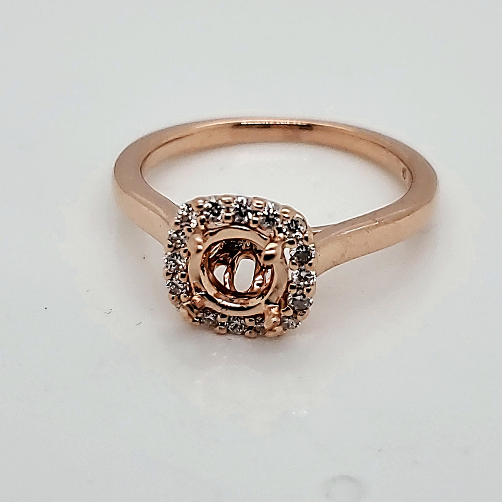 14kt Rose Gold and Diamond Engagement Ring Setting