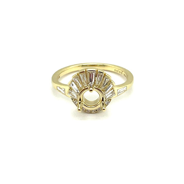 14k Yellow Gold Baguette And Brilliant Round Cut Diamond Mounting