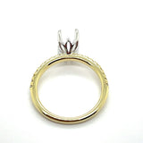 14k Yellow And White Gold Diamond Mounting For An 8x6Mm Oval Center