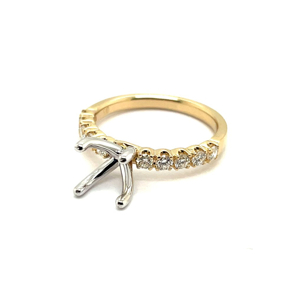 14kt White And Yellow Gold 0.40Ctw Diamond Semi-Mount Ring