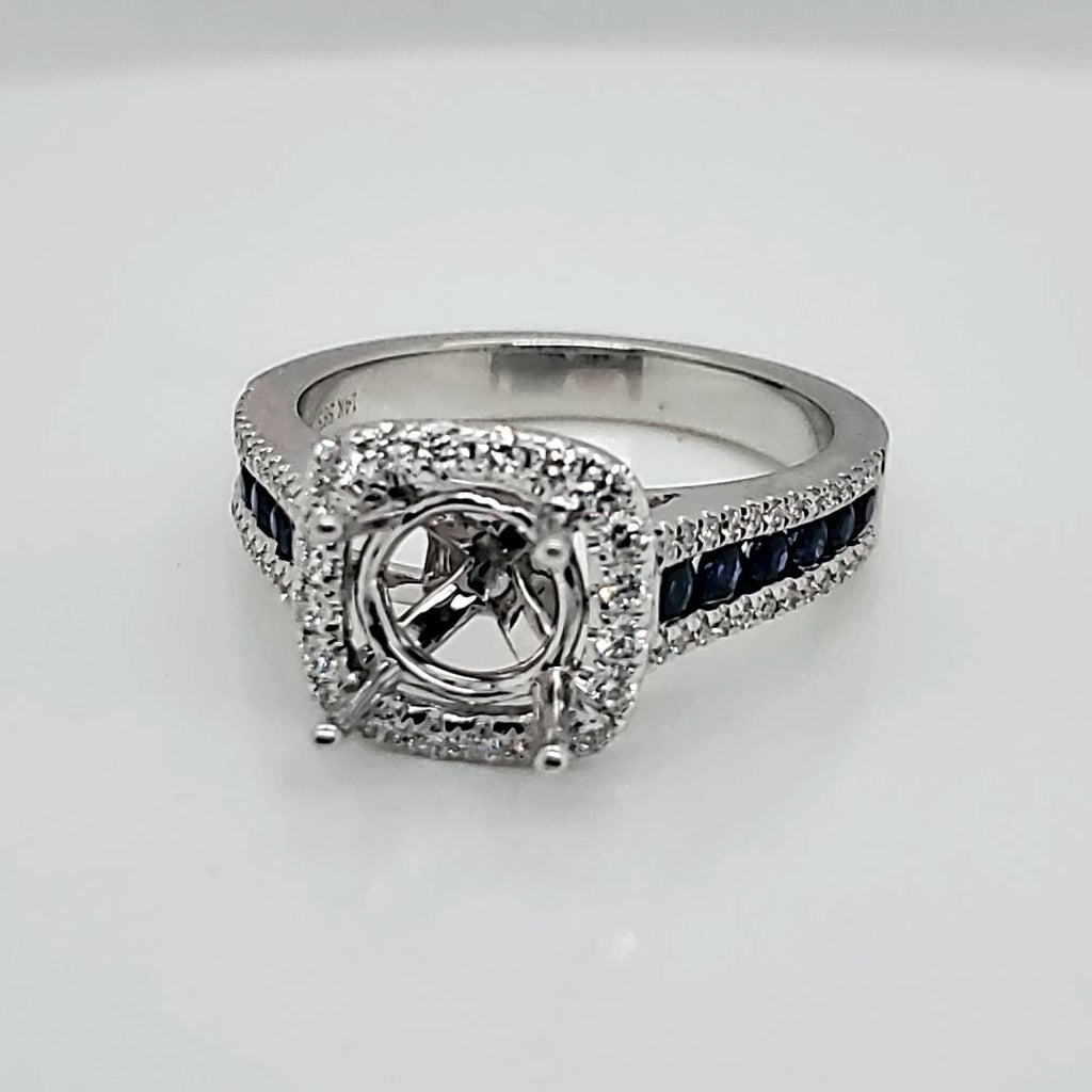 14kt White Gold Sapphire and Diamond Engagement Ring Mounting