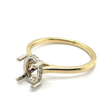 14kt Yellow And White Gold Diamond Semi-Mount Ring For An Oval Shape Center