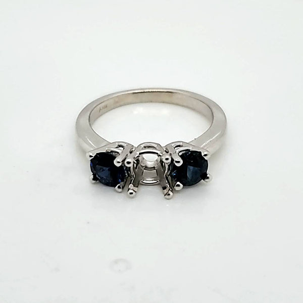 14kt White Gold and Sapphire Engagement Ring Mounting