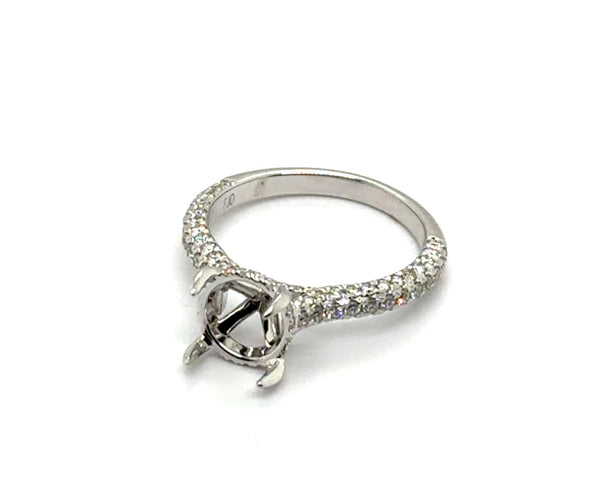 14kt White Gold 8.5mm Round Center Diamond Semi-Mount Ring