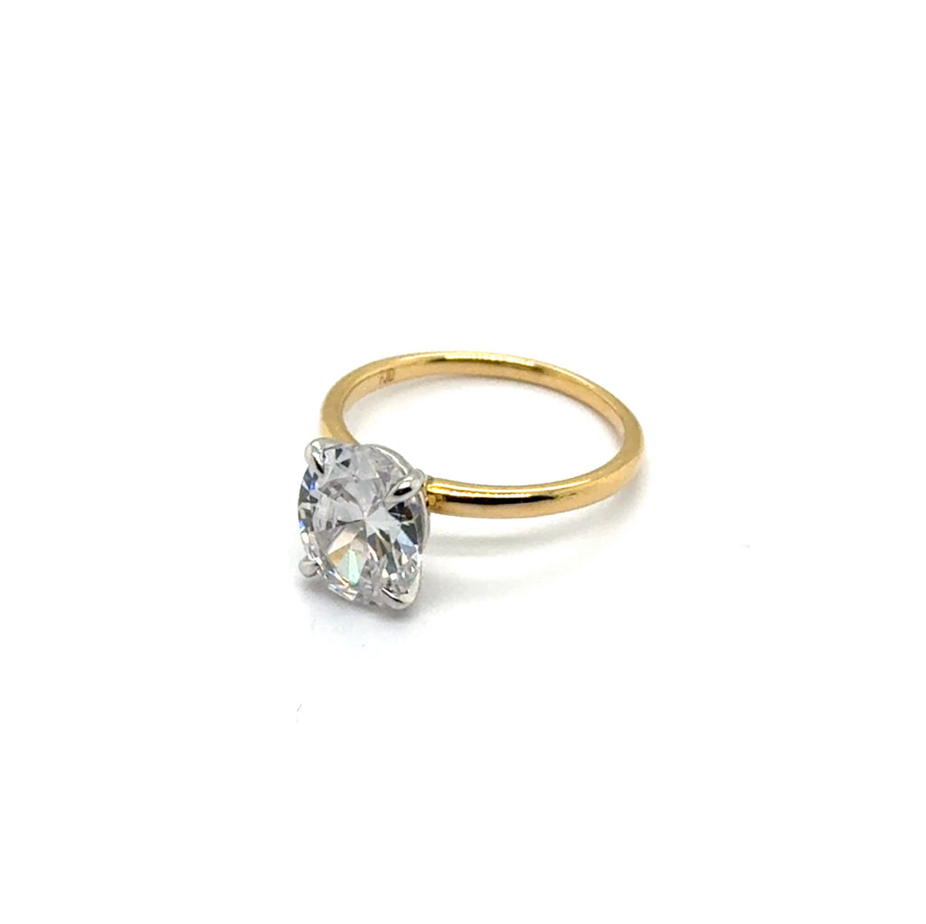 18kt Yellow Gold And Platinum Oval Semi-Mount (CZ Center)