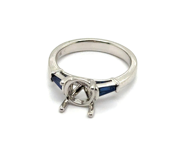 14Kt White Gold And Sapphire Semi-Mount