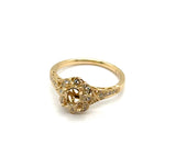 14kt Yellow Gold Milgrain Floral Pattern Diamond Semi-mount