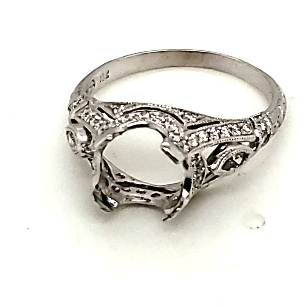 18kt White Gold Modern Edwardian Style Diamond Engagmeent Ring Mounting