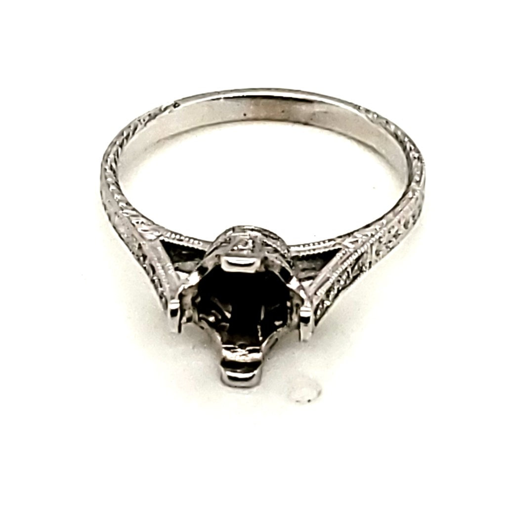 18kt White Gold Modern Art Deco Style Diamond Engagmeent Ring Mounting