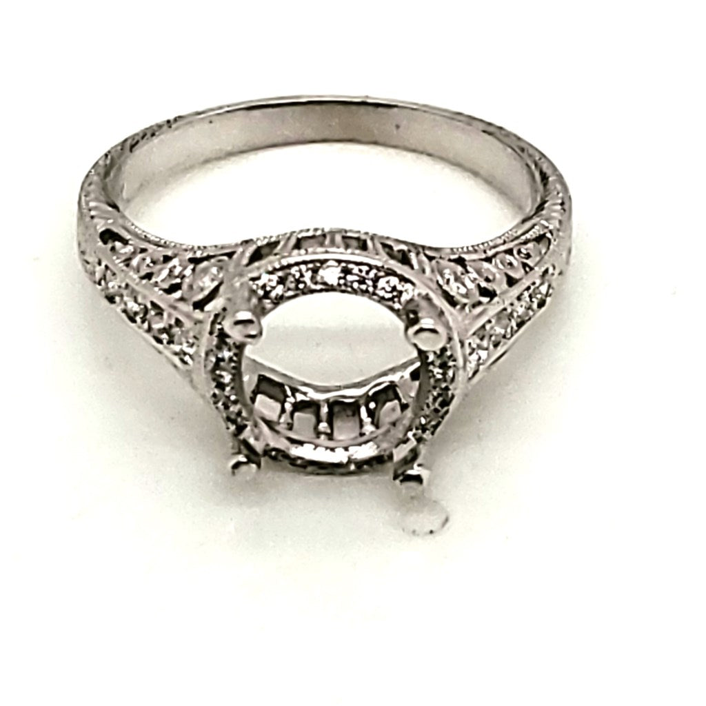 18kt White Gold Modern Art Deco Style Diamond Engagmeent Ring Mounting