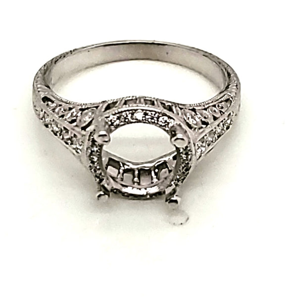 18kt White Gold Modern Art Deco Style Diamond Engagmeent Ring Mounting