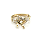 0.62 Ctw 14kt Yellow Gold Brilliant Round And Pear Shape Diamond Wedding Set