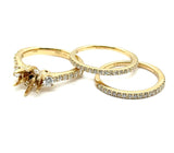 1.50 Ctw 14kt Yellow Gold Three Ring Six Prong Wedding Set And Bands