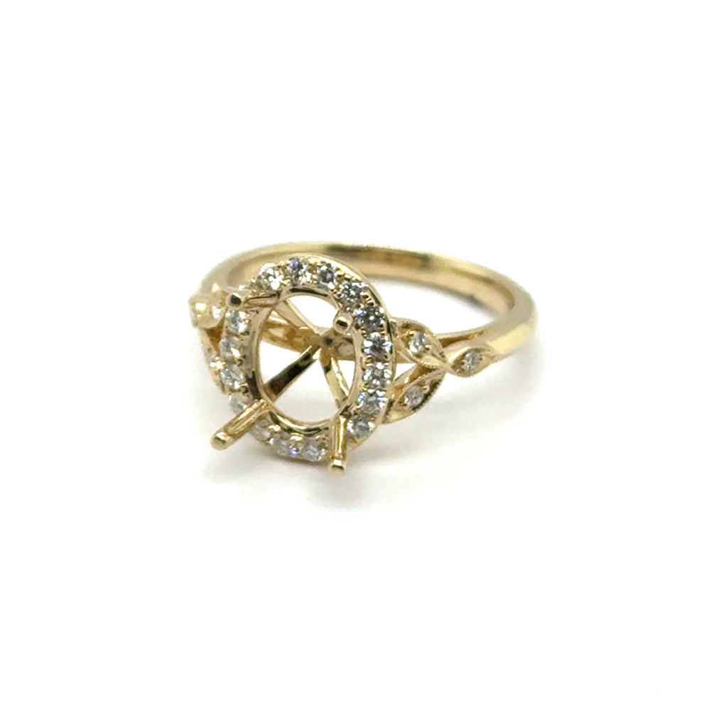 0.31 Ctw 14Kt Yellow Gold Hidden Halo Oval Diamond Semi-Mount Ring