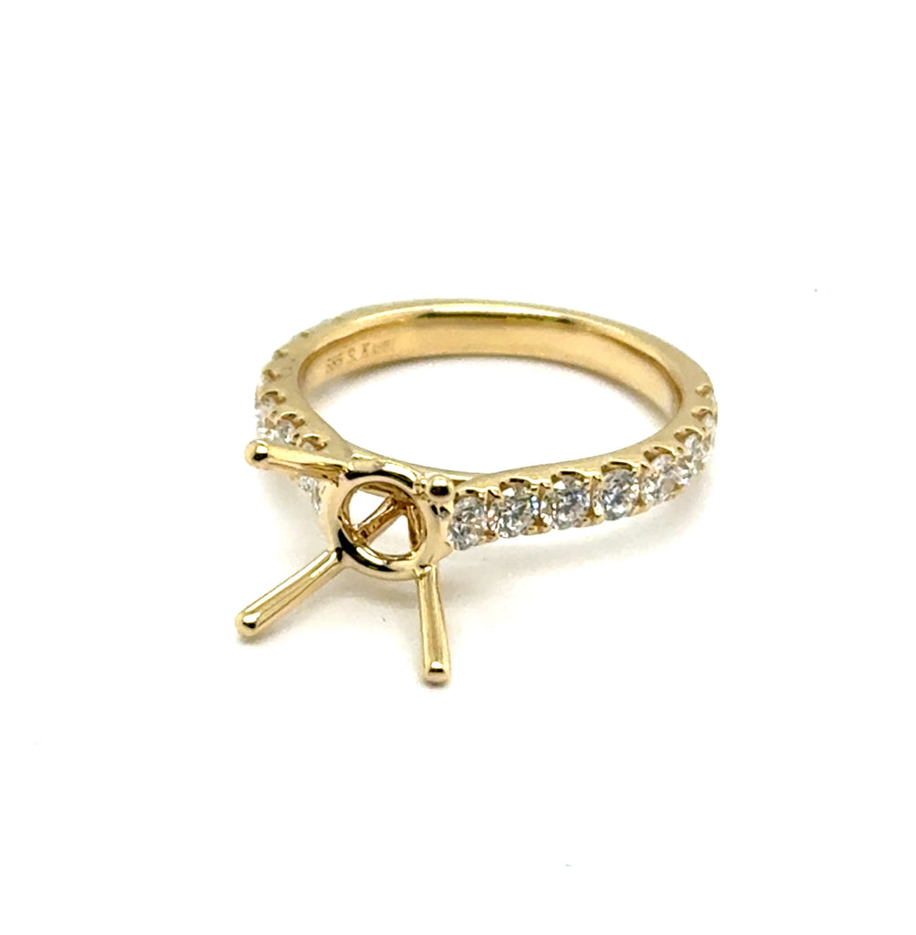 0.86 Ctw 14Kt Yellow Gold Diamond Semi-Mount Ring