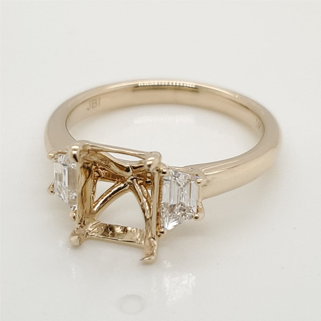 14kt Yellow Gold Trapezoid Cut Diamond Mounting