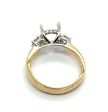 14kt White And Yellow Gold Three Stone Hidden Halo Diamond Semi-Mount Ring 7.5Mm Center