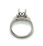 .16Ctw 14kt White Gold 8mm Center With Alternating Diamond Semi-Mount Ring