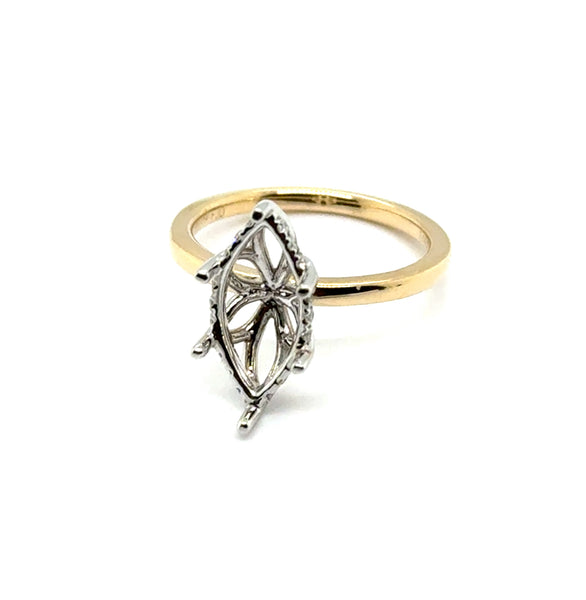 0.11Ctw 14kt Yellow Gold Hidden Halo Diamond Semi-Mount Ring