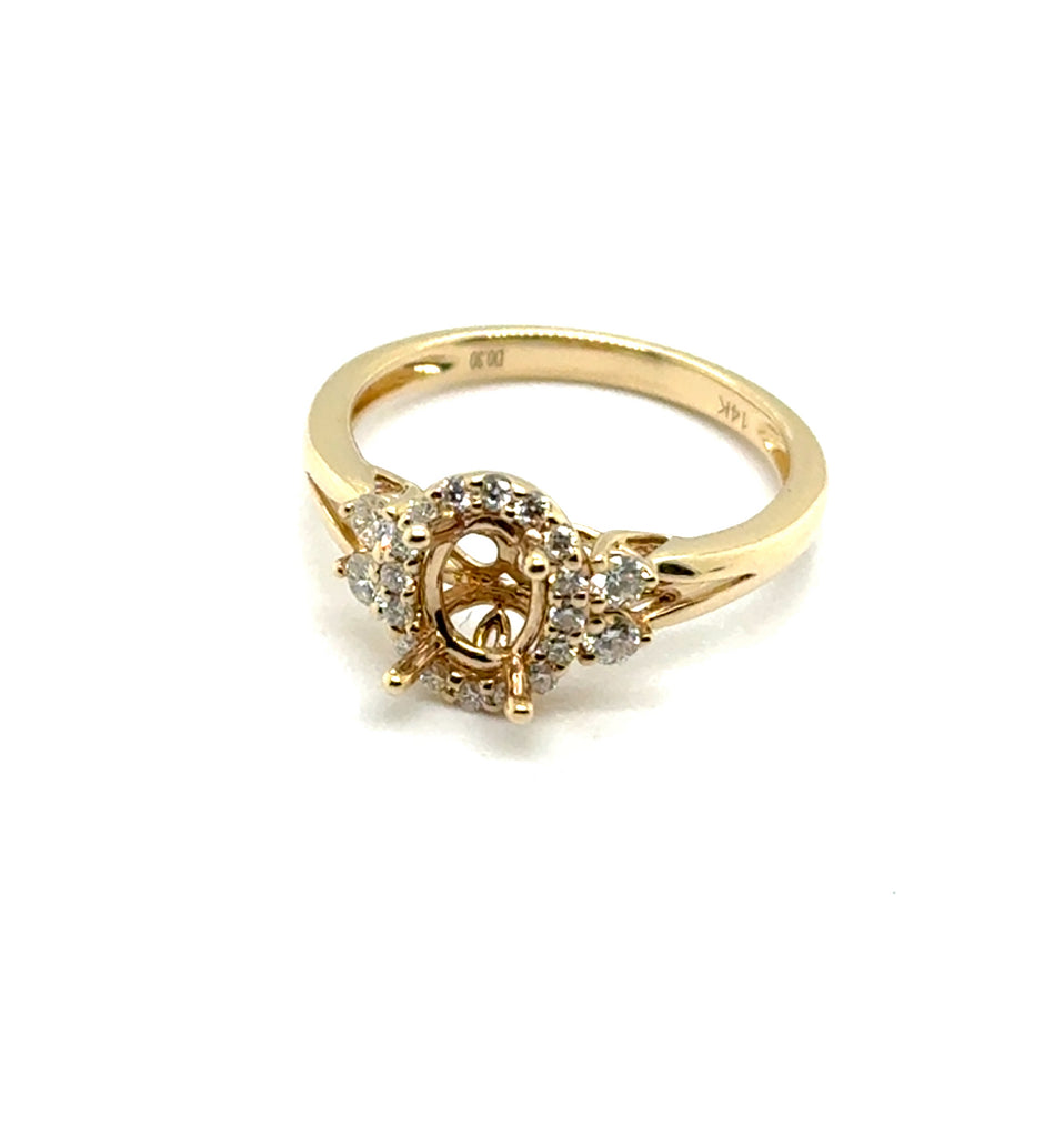 0.30 Ctw 14kt Yellow Gold 7x5mm  Oval Diamond Mounting