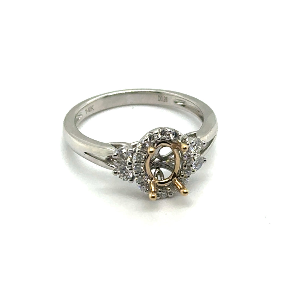 0.28 Ctw 14Kt Two Tone White and Yellow Gold Oval Diamond Mounting