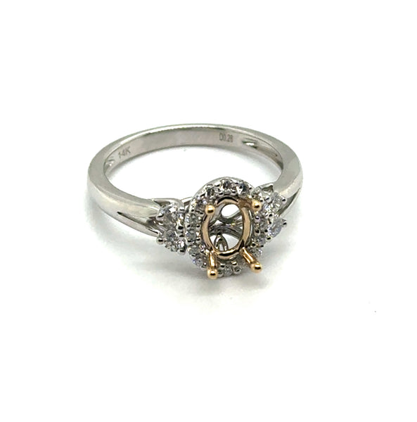 0.28 Ctw 14Kt Two Tone White and Yellow Gold Oval Diamond Mounting