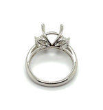 14kt White Gold Three Stone Emerald Diamond Mounting To Fit A 10x8mm Oval Center