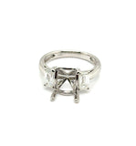 14kt White Gold Three Stone Emerald Diamond Mounting To Fit A 10x8mm Oval Center