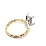 14K White and Yellow Gold Diamond Semi-Mount Ring with Hidden Halo