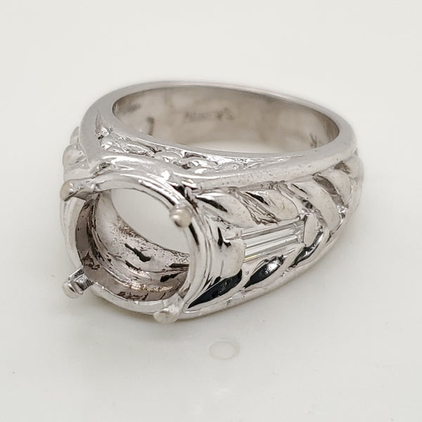 14kt White Gold Baguette Diamond Ring Setting