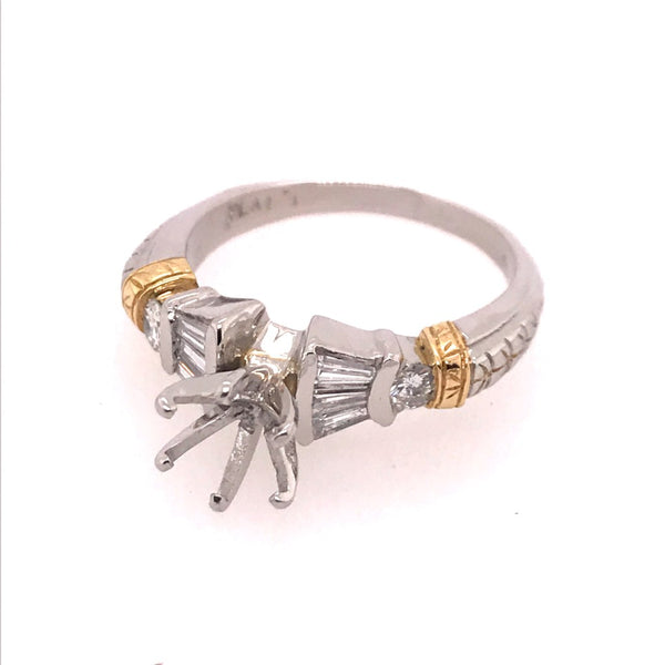 Platinum & 18Kt Yellow Gold Diamond Engagement Ring Mounting