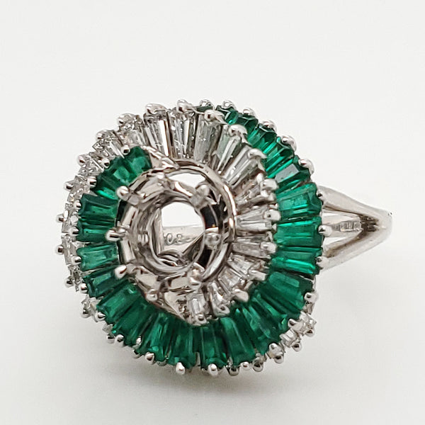 Estate 30 Bag Dia & 30 Bag Emerald In Plat Swirl Rd Head 10.6 Gr  cut diamonds, estimated to weigh approximately 1.25ctw (H-I, VS) and 30 baguette cut emeralds