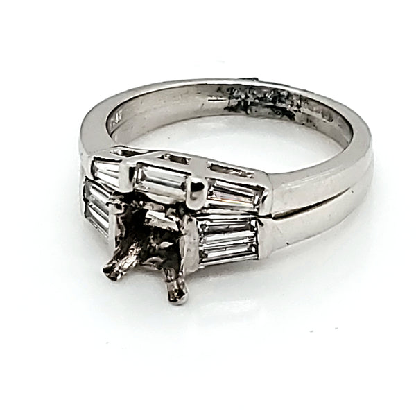 Platinum and baguette diamond wedding set mounting