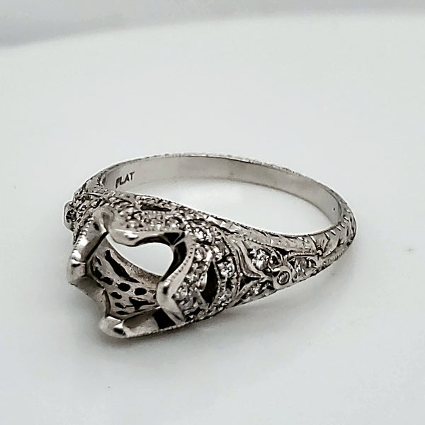 Modern Platinum Filigree Diamond Engagement ring Mounting