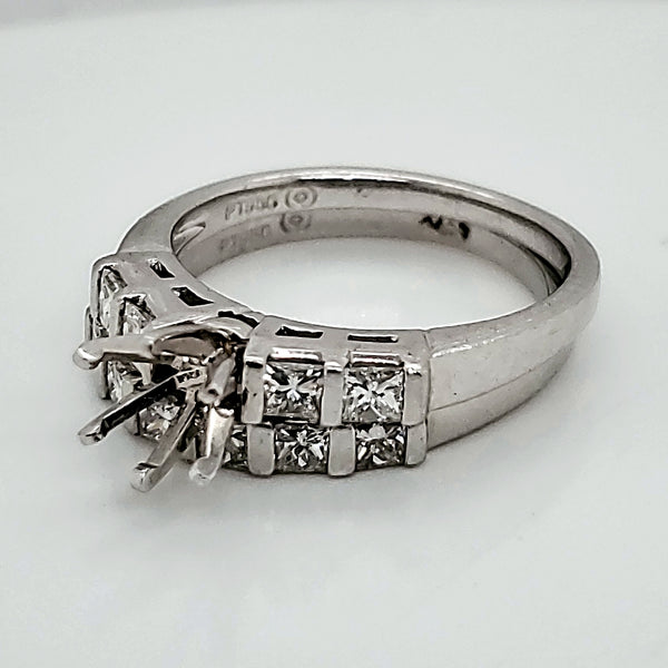 Platinum Princess Cut Diamond Wedding Set Mounting