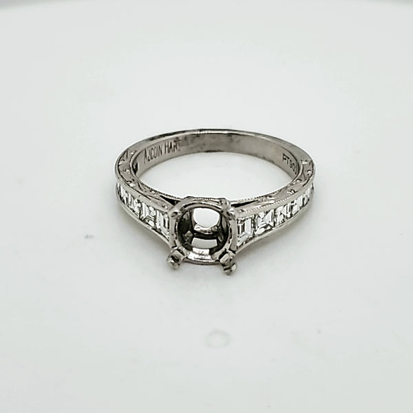 Platinum Baguette Diamond Engagement Ring Mounting