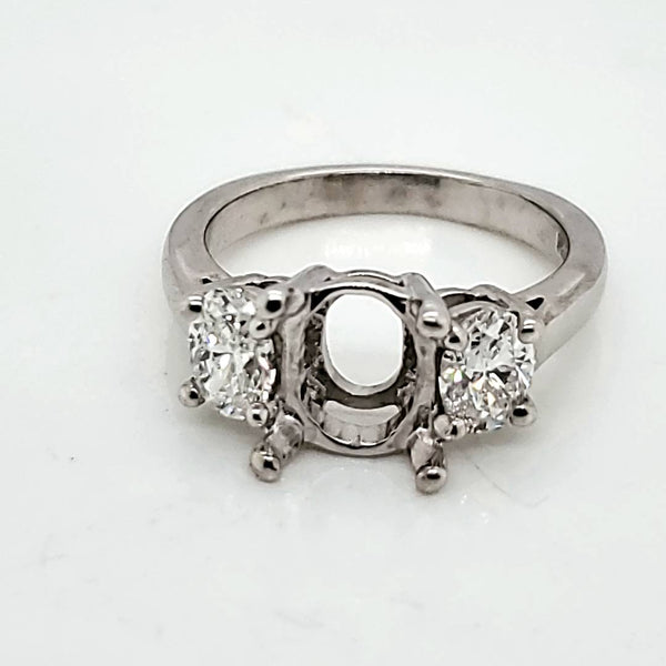 Platinum And Oval Diamond Engagement Ring Mounting