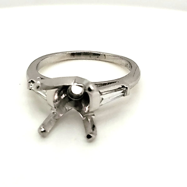 Platinum Baguette Diamond Solitaire Mounting