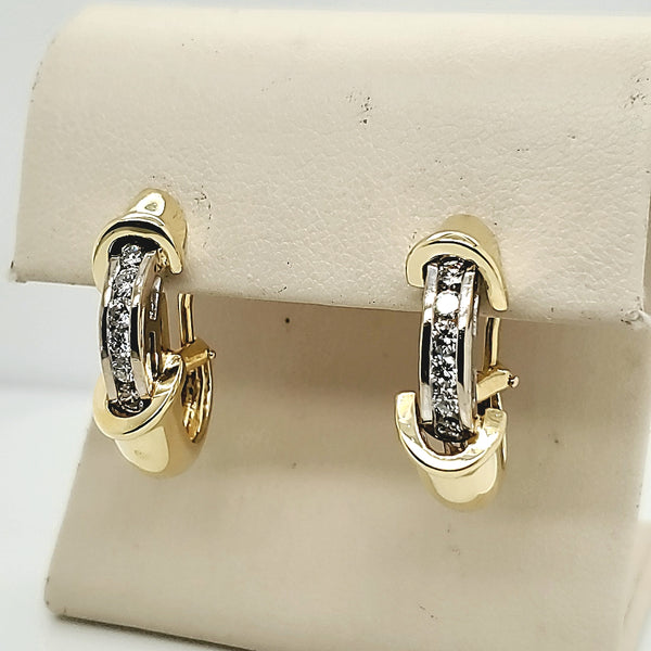 18kt Yellow Gold and Diamond Huggie Earrings