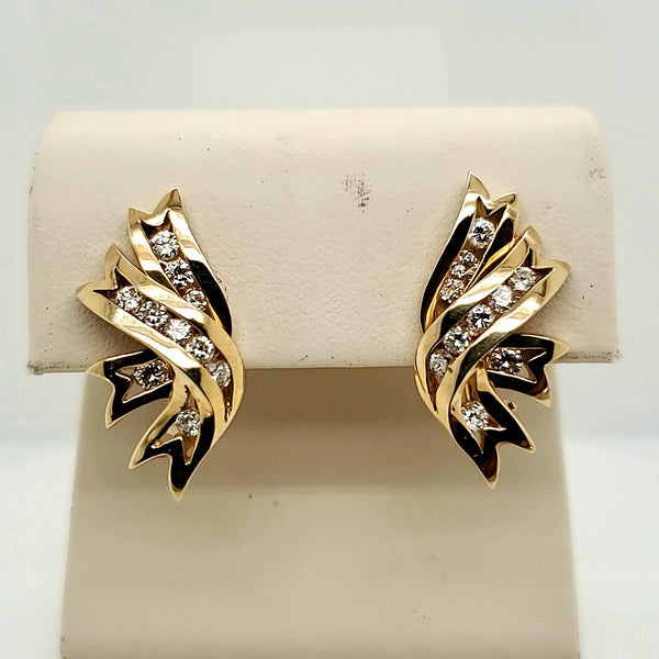 14kt Yellow Gold and Diamond Earrings