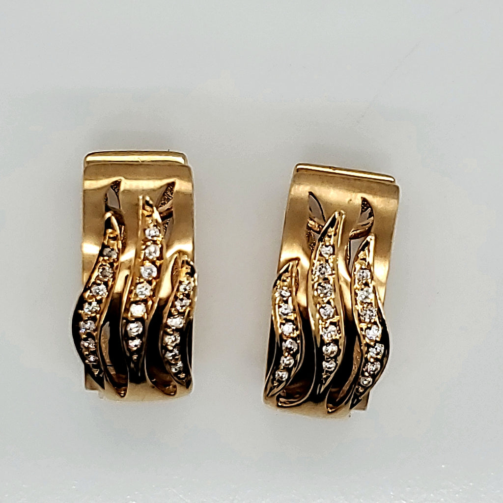 14kt Yellow Gold and Diamond Earrings