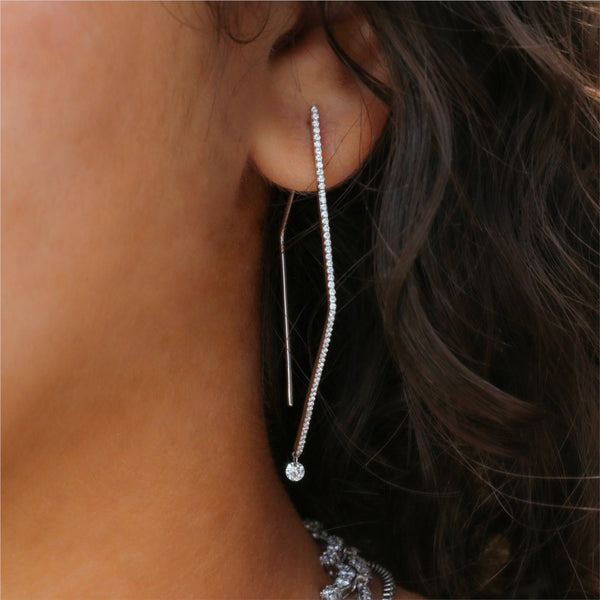 14kt White Gold Drop Diamond Earrings