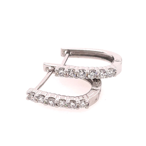 14kt White Gold Diamond Hinged Hoop Earrings