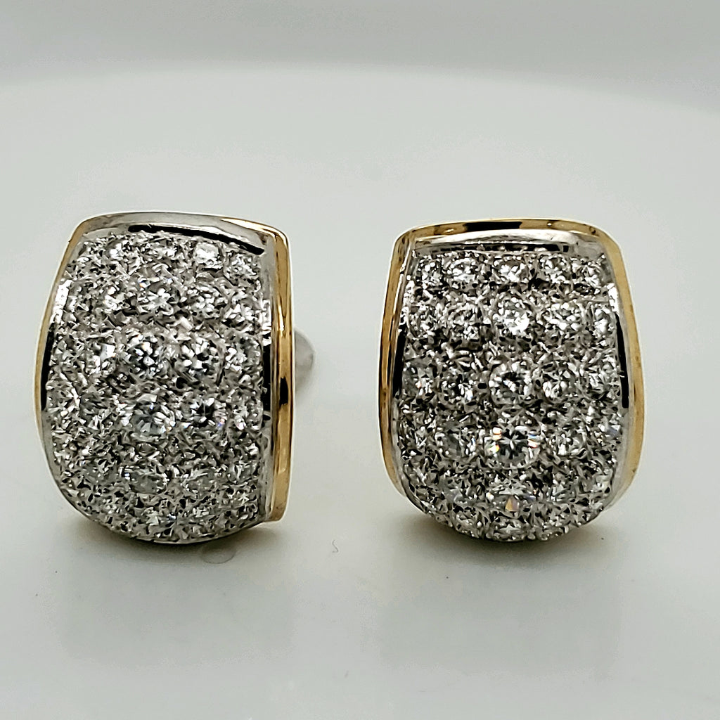 18kt Gold Pave Set Diamond Earrings