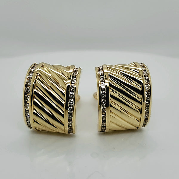 Pre - Owned David Yurman Carved Cable Diamond Earrings