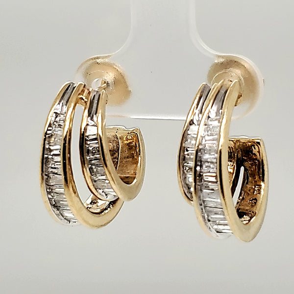 10kt Yellow Gold Baguette Cut Diamond Earrings