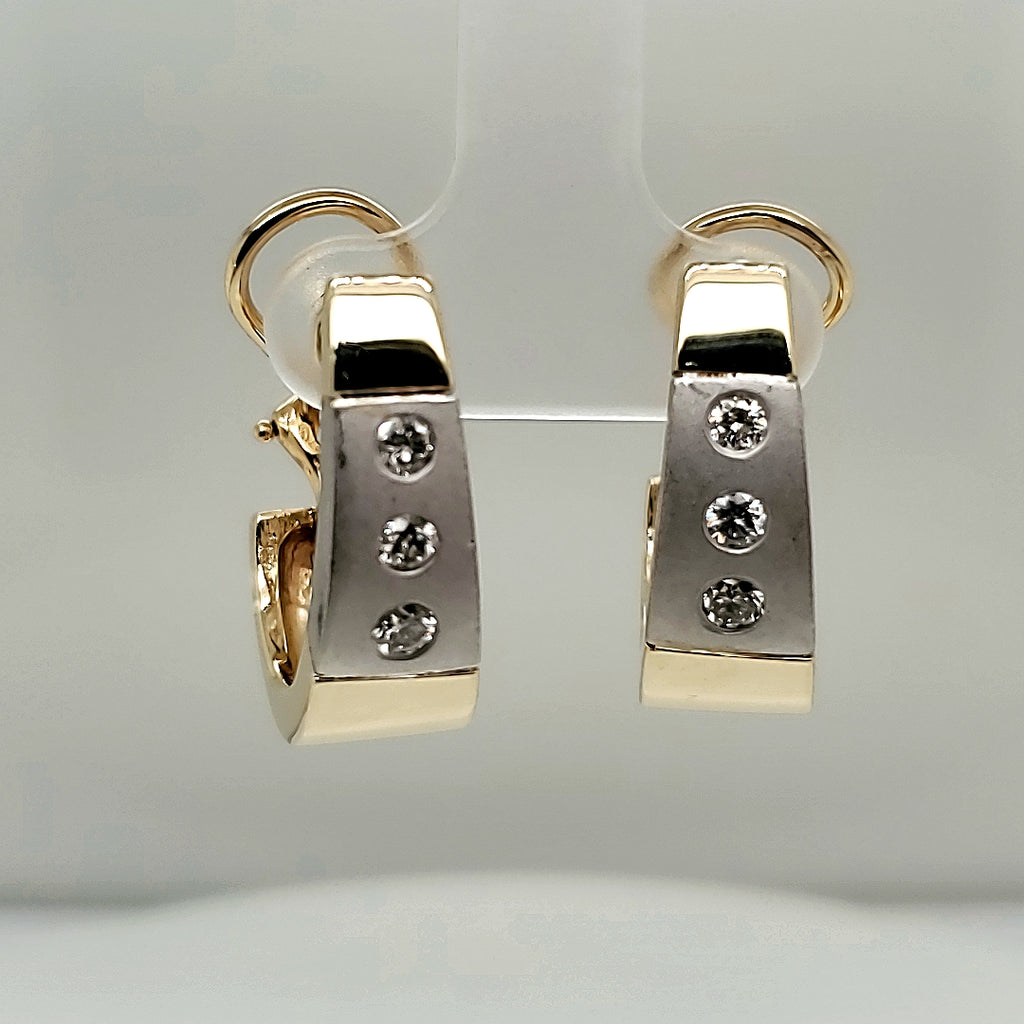 14kt Yellow and White Gold Diamond Earrings