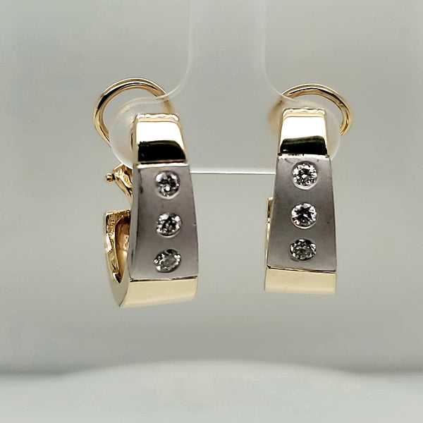 14kt Yellow and White Gold Diamond Earrings