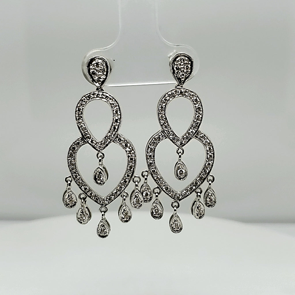 14kt White gold Diamond Chandelier Earrings