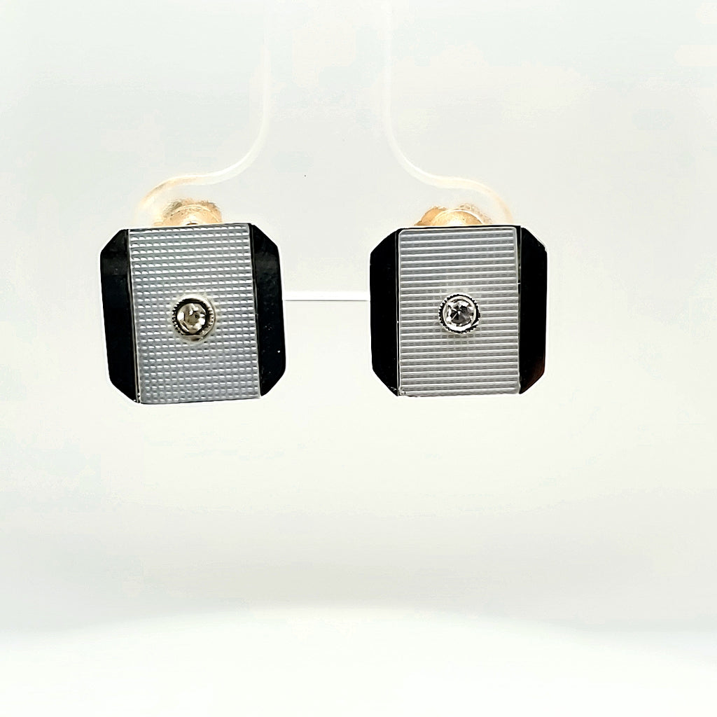 Art Deco 18kt Gold and Diamond Earrings